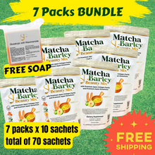 Load image into Gallery viewer, 7 Packs Matcha Barley Bundle + Free Glutakojic Soap