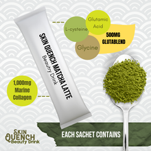 Load image into Gallery viewer, SKIN QUENCH MATCHA LATTE BEAUTY DRINK  W/ GLUTA BLEND, COLLAGEN, ORAL SUNBLOCK, L-CARNITINE, FIBER