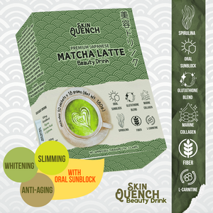 SKIN QUENCH MATCHA LATTE BEAUTY DRINK  W/ GLUTA BLEND, COLLAGEN, ORAL SUNBLOCK, L-CARNITINE, FIBER